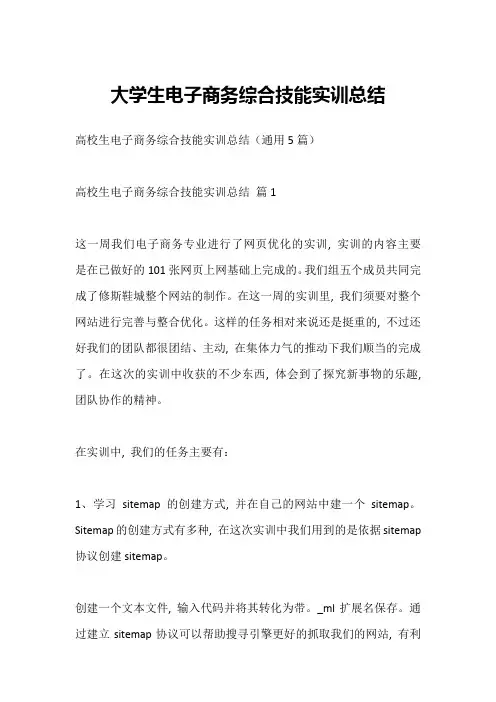 大学生电子商务综合技能实训总结