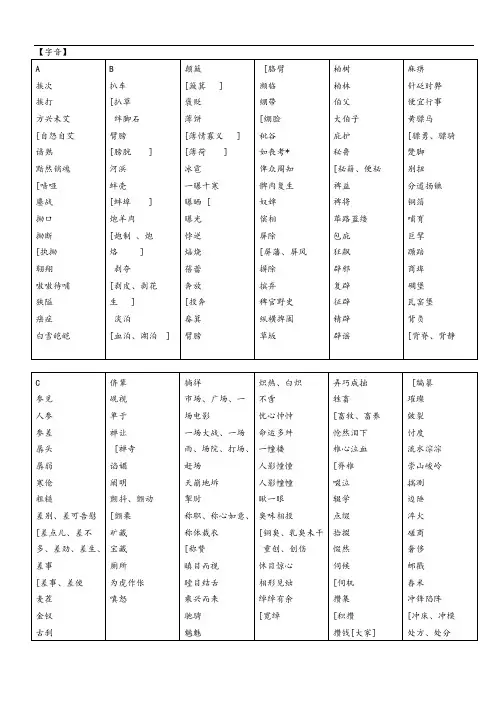 高中字音字形汇总大全