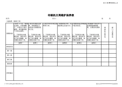 印刷机日周维护保养表