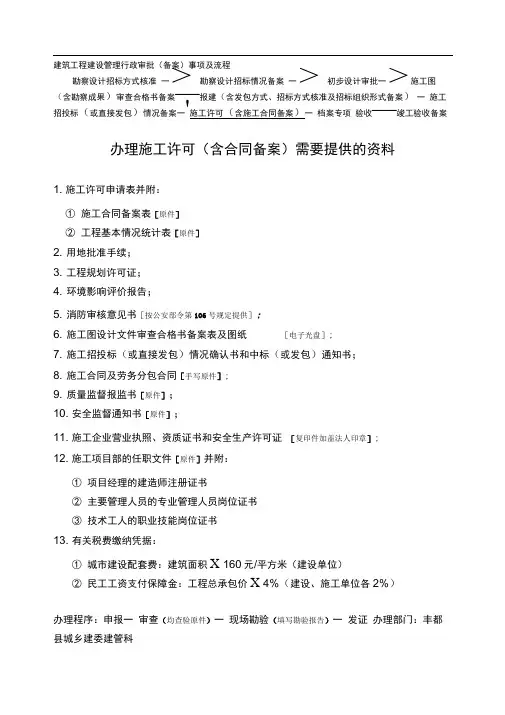 办理施工许可证(含合同备案)指南-丰都