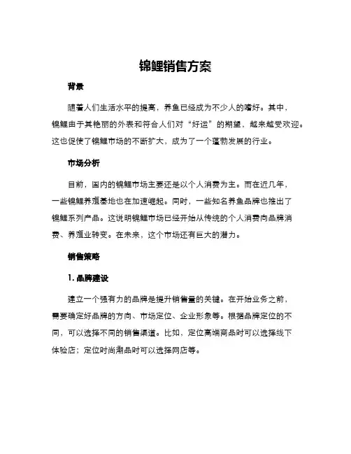 锦鲤销售方案
