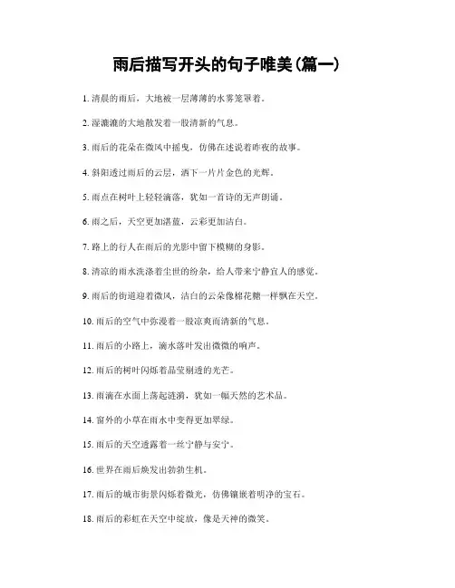 雨后描写开头的句子唯美(精选两篇)