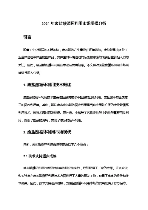 2024年废盐酸循环利用市场规模分析