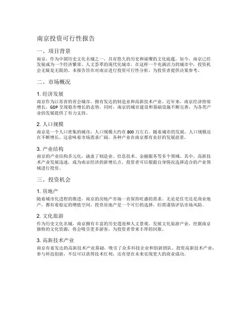 南京投资可行性报告