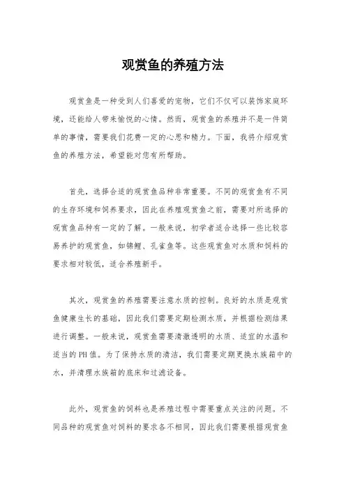 观赏鱼的养殖方法