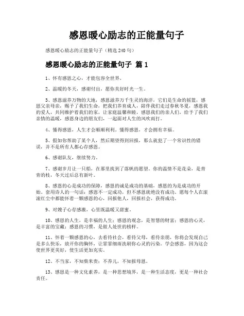 感恩暖心励志的正能量句子