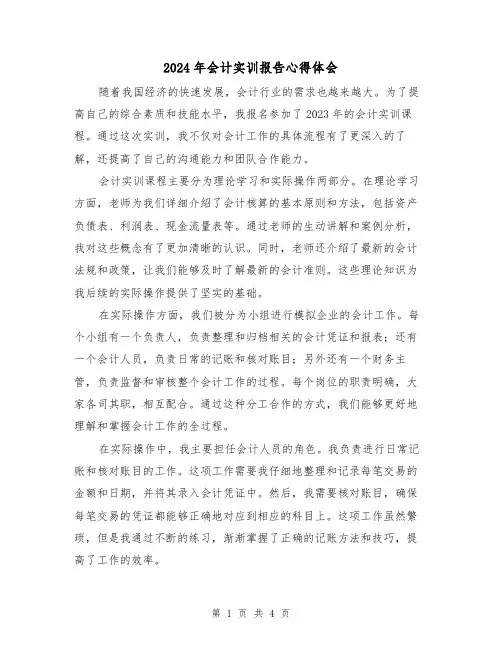 2024年会计实训报告心得体会(2篇)