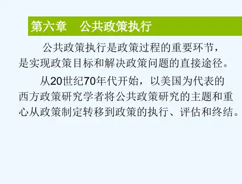 第六章公共政策执行(理论)