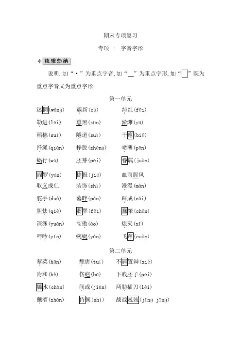 2019年春人教部编版九年级下册语文同步练习：专项一 字音字形附答案