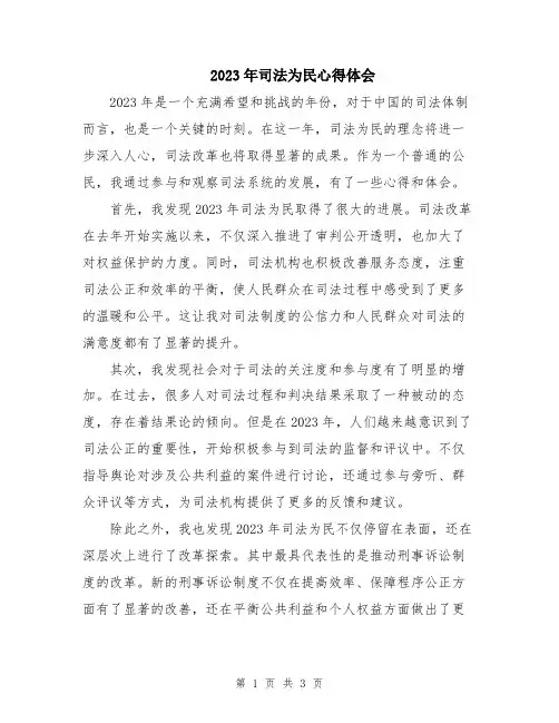 2023年司法为民心得体会