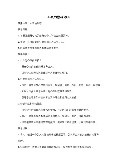 心灵的慰藉 教案