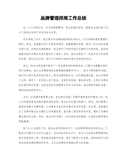 品牌管理师周工作总结