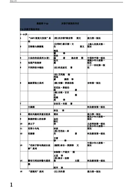 最值得712岁孩子阅读的书目