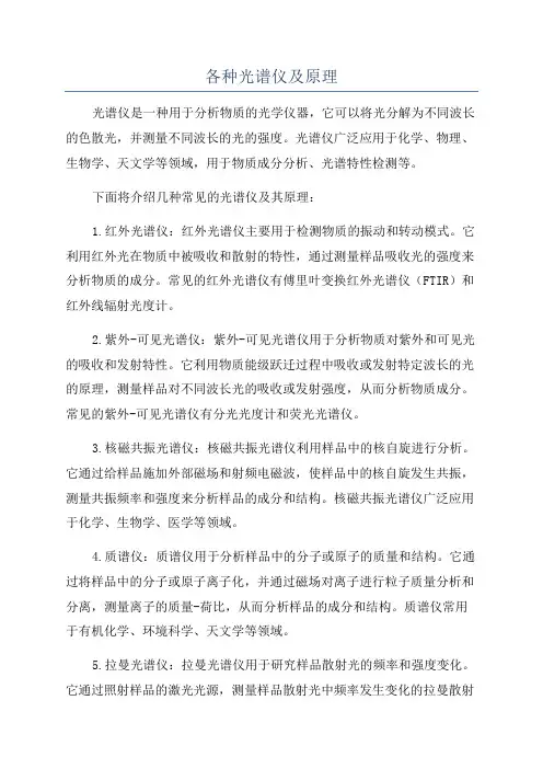 各种光谱仪及原理