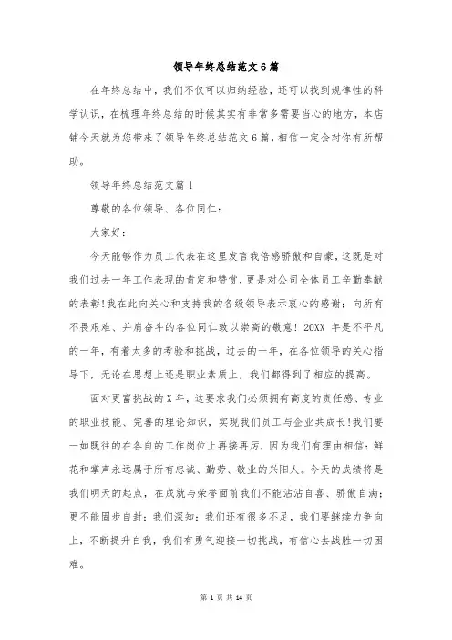 领导年终总结范文6篇