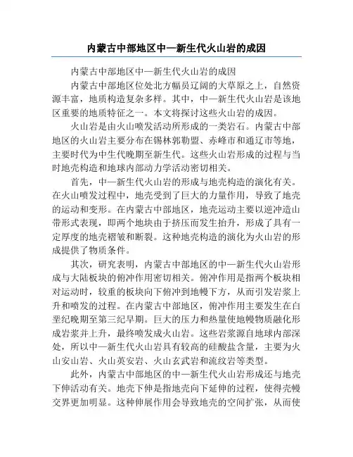 内蒙古中部地区中—新生代火山岩的成因