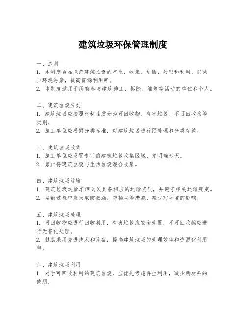建筑垃圾环保管理制度