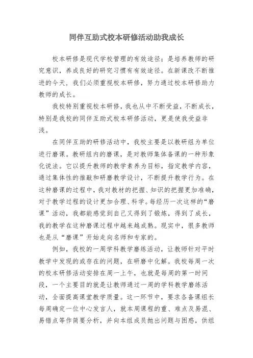 同伴互助式校本研修活动助我成长