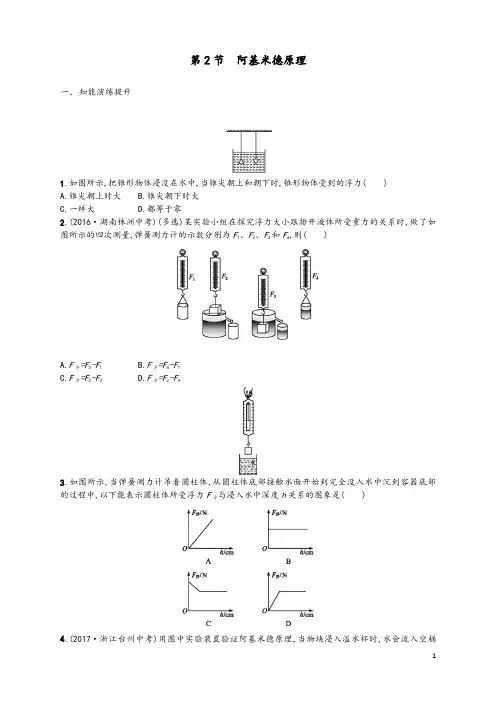 2020年八年级物理下册10.2阿基米德原理同步精练含解析新版新人教版