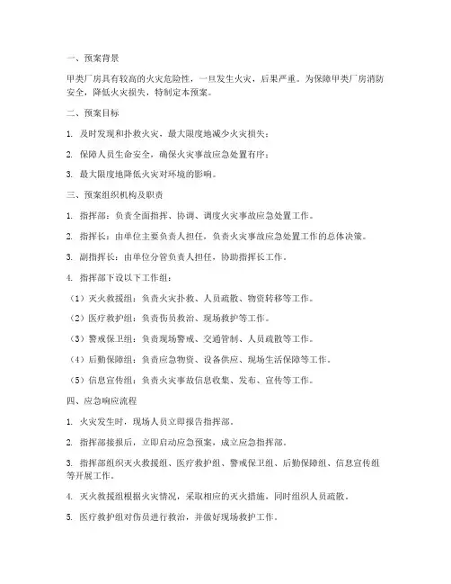 甲类厂房消防应急预案及流程