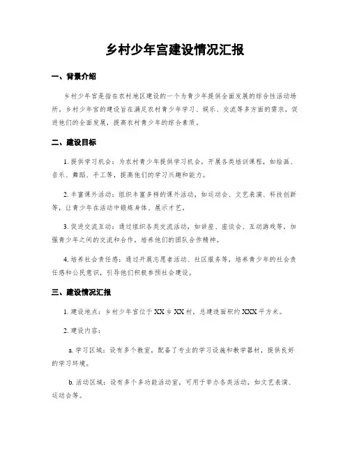 乡村少年宫建设情况汇报