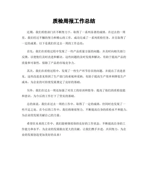 质检周报工作总结