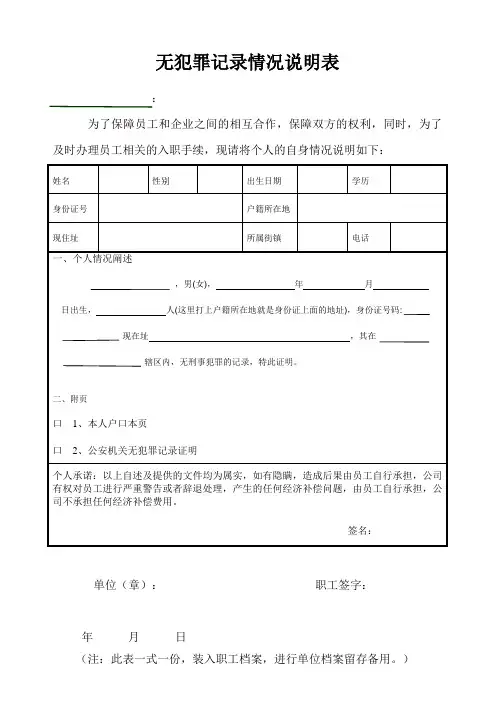 个人无犯罪记录说明