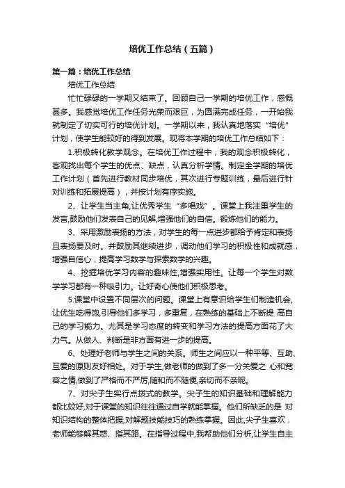 培优工作总结（五篇）