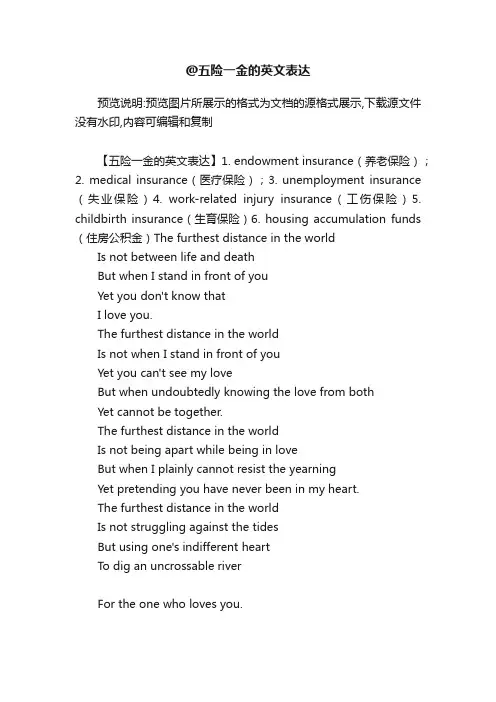 @五险一金的英文表达