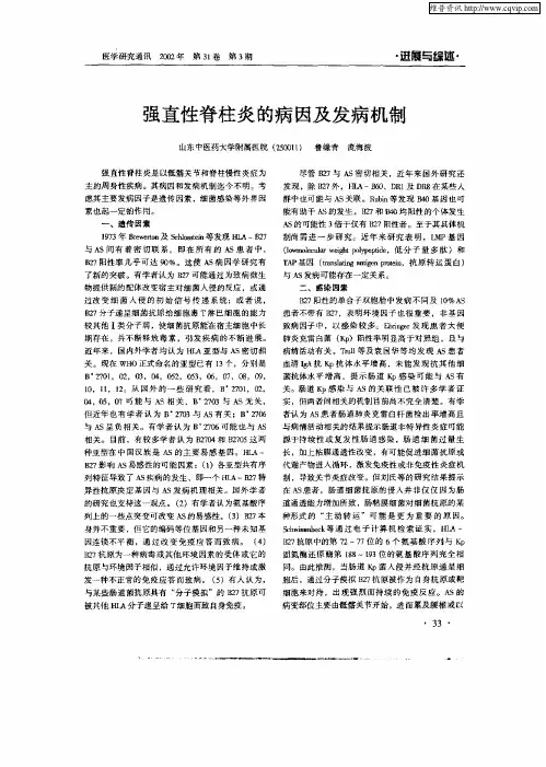 强直性脊柱炎的病因及发病机制