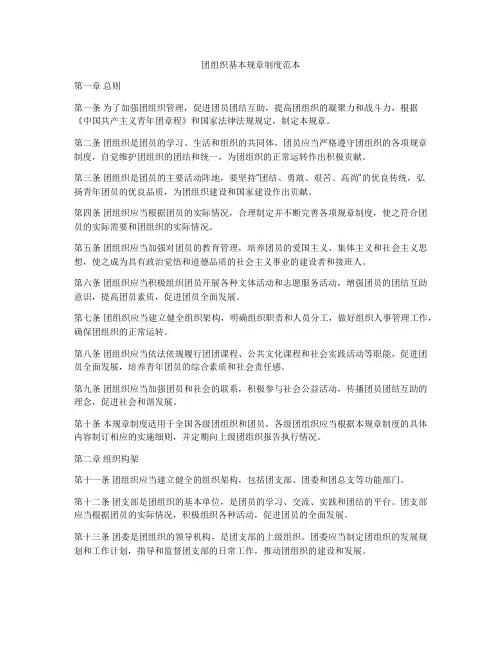团组织基本规章制度范本
