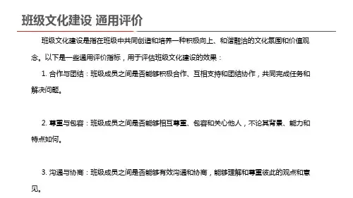 班级文化建设 通用评价