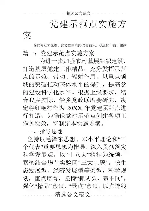党建示范点实施方案