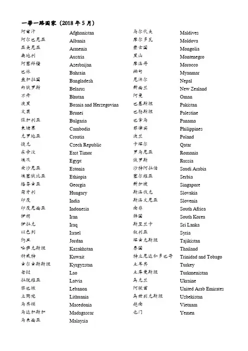 一带一路国家列表