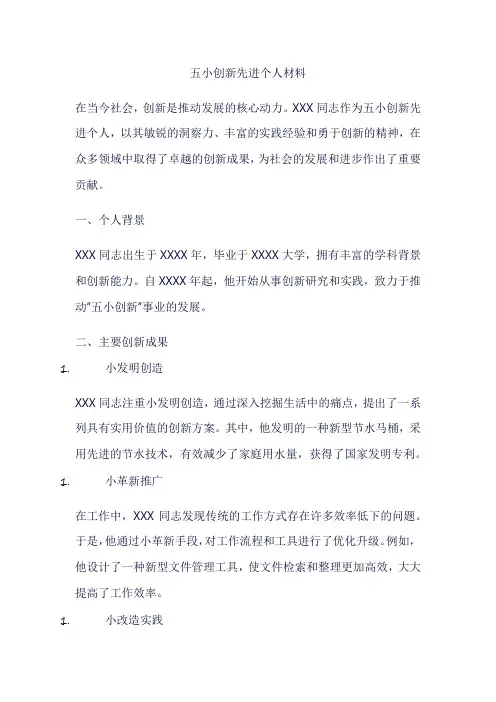 五小创新先进个人材料
