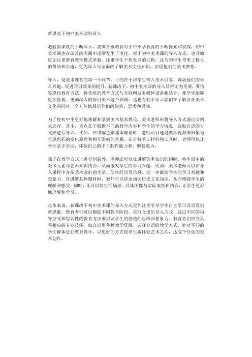 新课改下初中美术课的导入