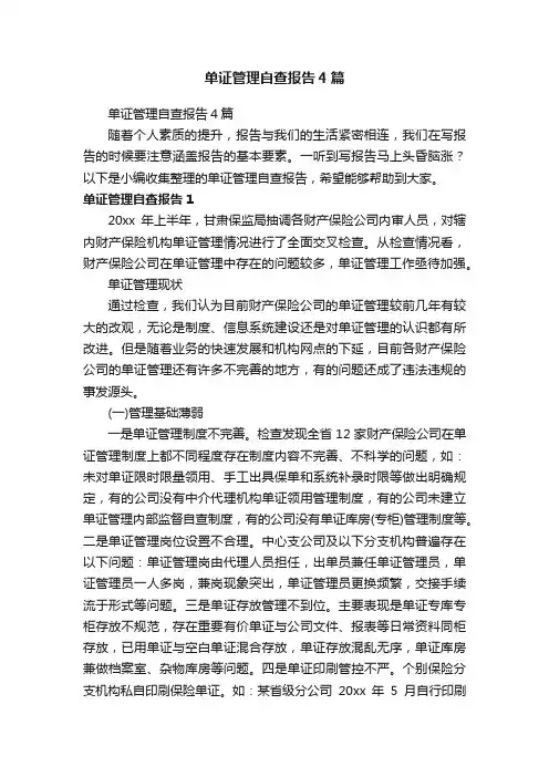 单证管理自查报告4篇