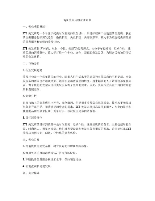 syb美发店创业计划书