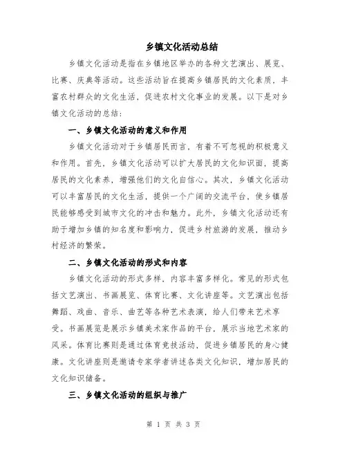 乡镇文化活动总结
