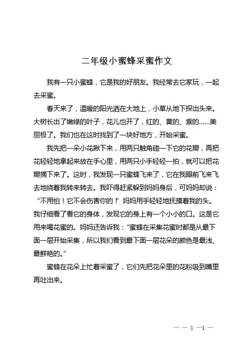 二年级小蜜蜂采蜜作文