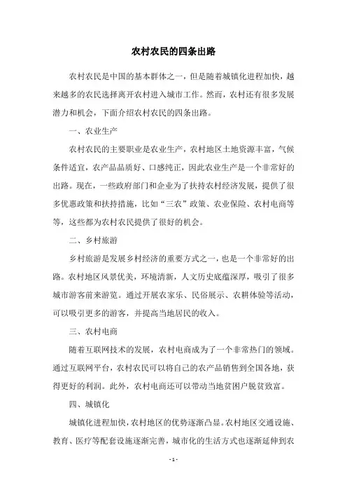 农村农民的四条出路