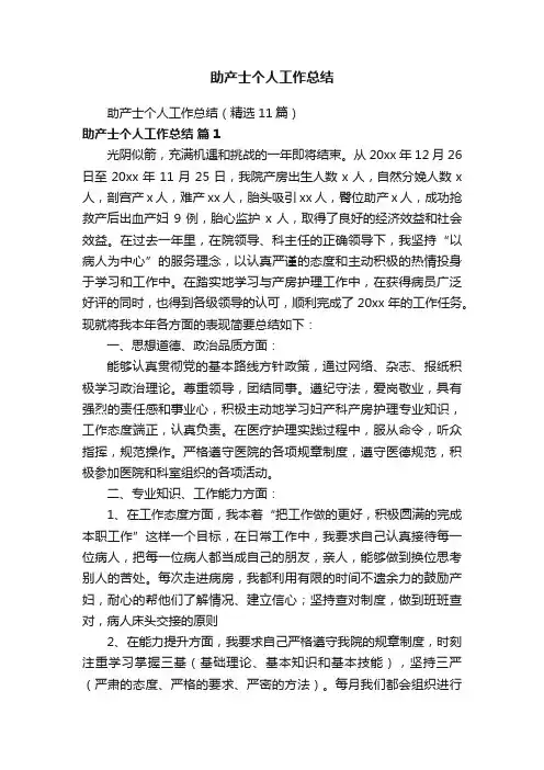 助产士个人工作总结（精选11篇）