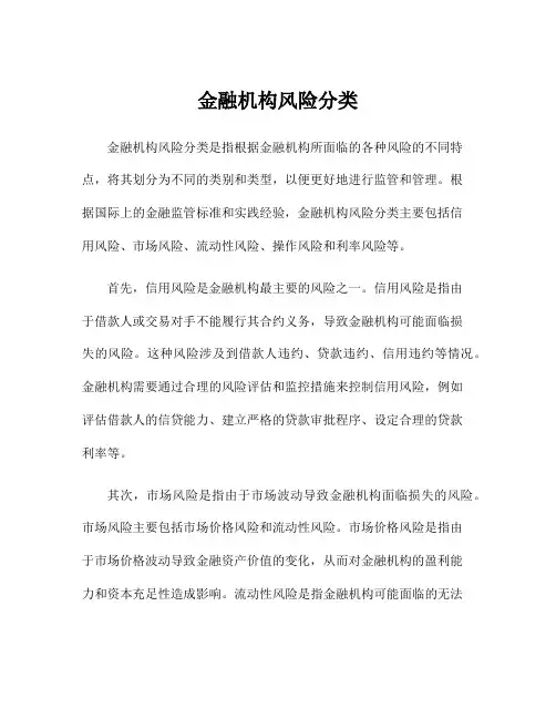 金融机构风险分类