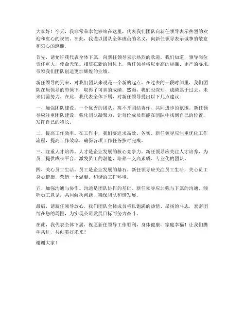 领导任职后下属发言稿范文