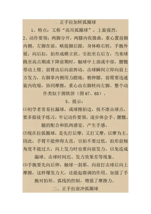 乒乓球拉球技巧