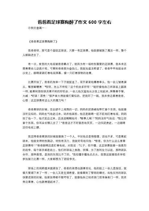 爸爸看足球赛陶醉了作文600字左右