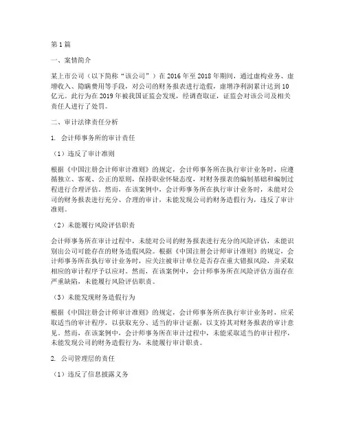 审计法律责任的案例分析(3篇)