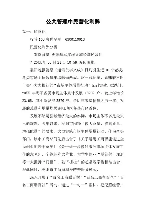 公共管理中民营化利弊