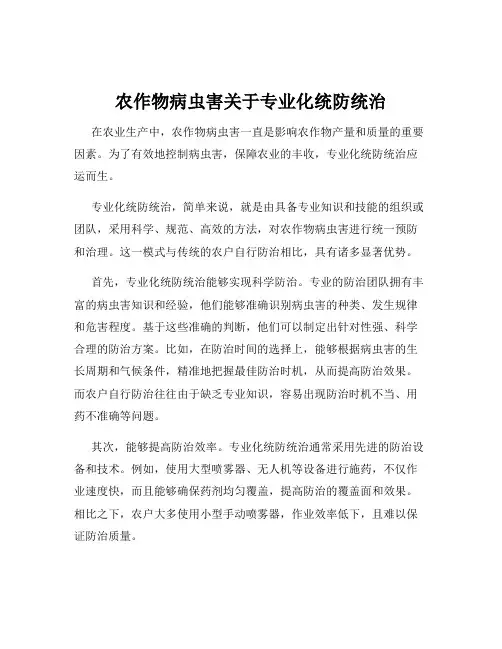 农作物病虫害关于专业化统防统治