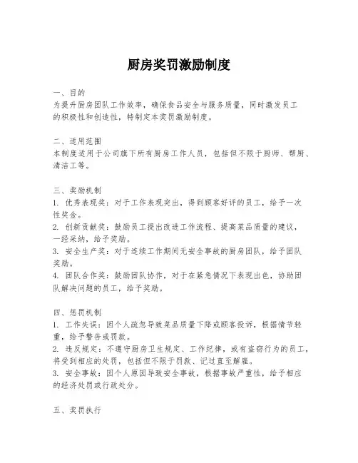 厨房奖罚激励制度